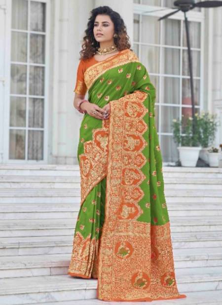 Green Colour Maharani Vol 3 Shubhvastra New Latest Designer Festive Wear Banarasi Silk Saree Collection 5373